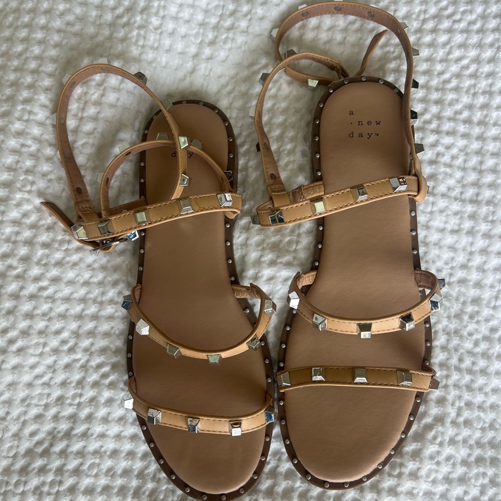 A New Day Brown Studded Sandals